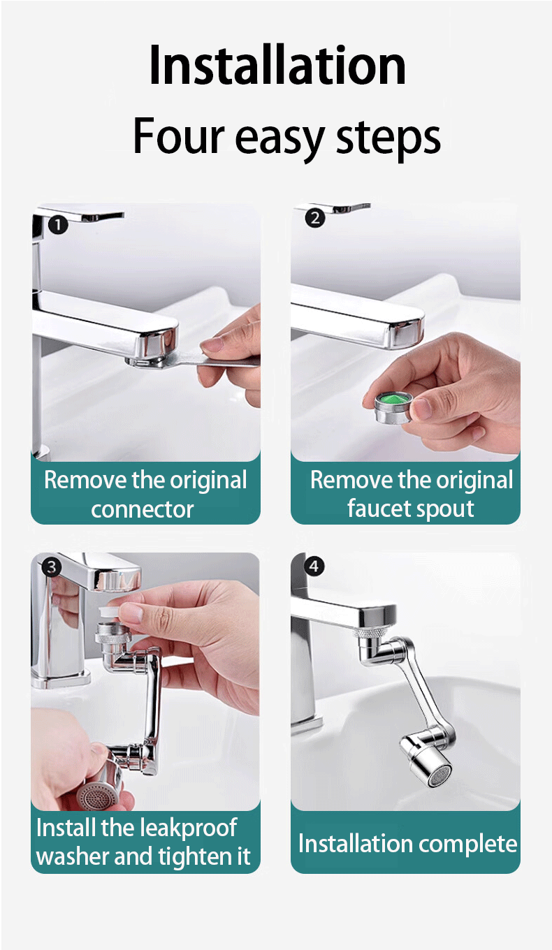 1080° Universal Rotation Faucet Extender Dual Mode Sprayer