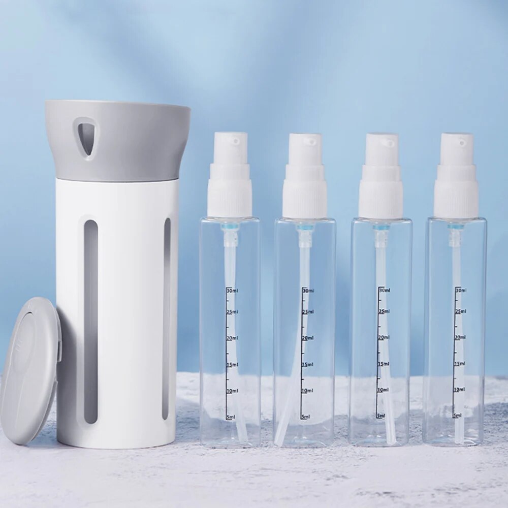 4 in 1 Portable Travel Liquid Dispenser Bottle 40ml Empty Sub-bottle Press Container Bottles Perfume Shampoo Conditioner Lotion